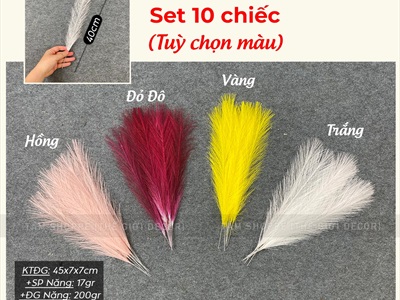 Cành cỏ lau nhiều màu sợi nhân tạo [Sợi tơi - Bung đều] D40-80cm CANHLA-08